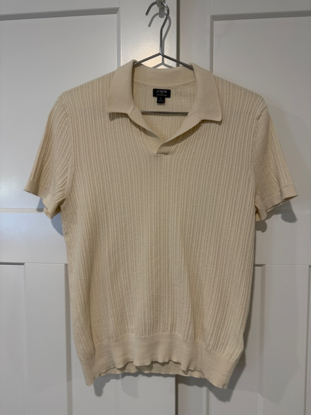J. Crew Cream Cotton Knit Johnny Collar Polo